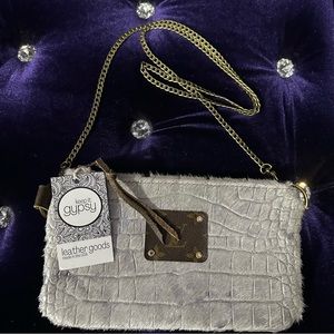 Keep It Gypsy Silver Crossbody Bag with Brass Chain